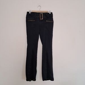 Vintage Y2K Crest Jeans Women's 5/6 Black Lace Trim Grunge Emo Goth Flare